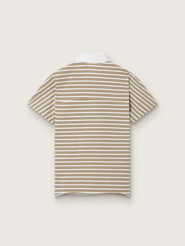 Tricou polo pentru femei din jersey cu dungi și guler în contrast