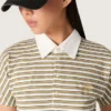 Tricou polo pentru femei din jersey cu dungi și guler în contrast