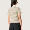 Tricou polo pentru femei din jersey cu dungi și guler în contrast