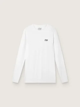 Tricou sport alb cu mâneci lungi pentru bărbați