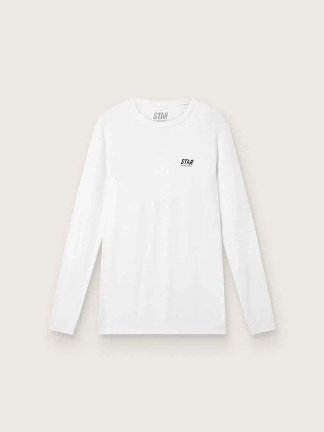Tricou sport alb cu mâneci lungi pentru bărbați