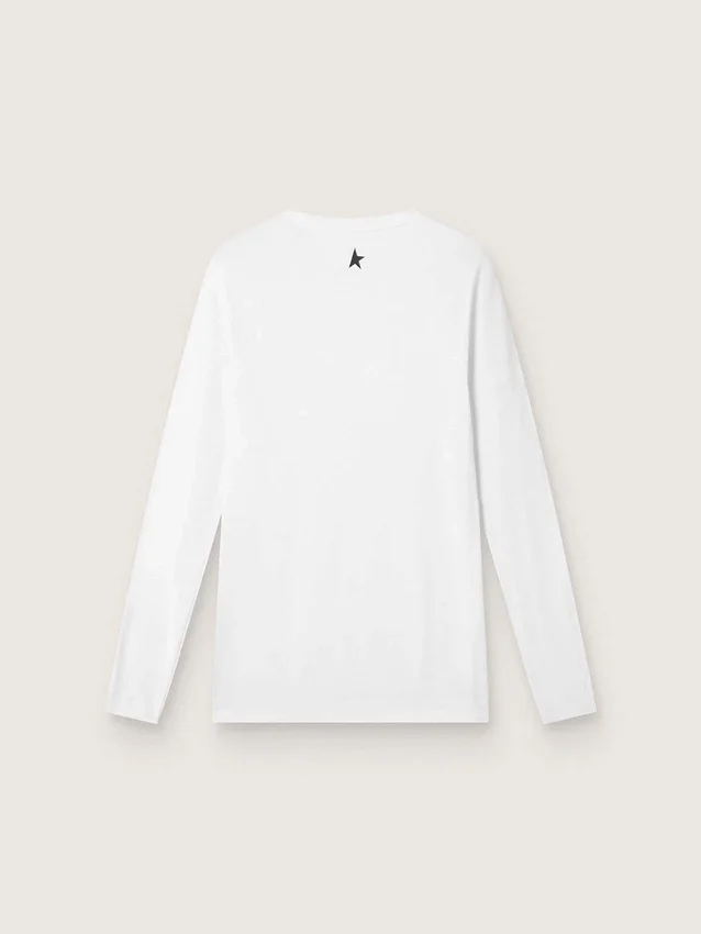 Tricou sport alb cu mâneci lungi pentru bărbați