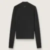 Tricou sport negru cu mâneci lungi și fermoar pentru femei