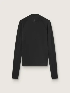 Tricou sport negru cu mâneci lungi și fermoar pentru femei