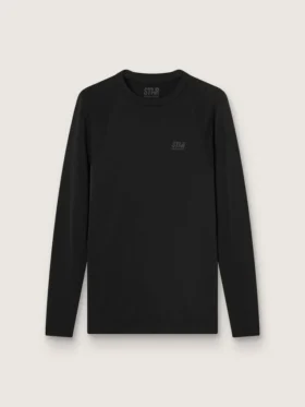 Tricou sport negru cu mâneci lungi pentru bărbați
