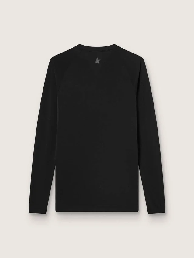 Tricou sport negru cu mâneci lungi pentru bărbați