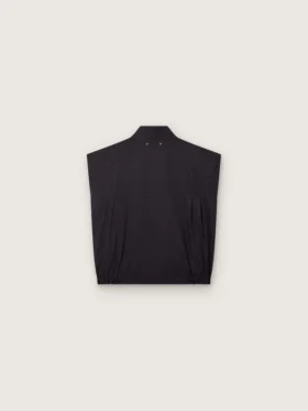 Vestă pentru bărbați din twill de bumbac albastru închis, cu fermoar și etichetă cu imprimeu de steag