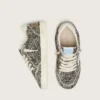 Young Ball Star din piele de ponei cu imprimeu leopard alb-negru și stea din piele crem