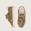 Young Ball Star din piele de ponei cu imprimeu leopard, cu stea din piele albă și bandă la călcâi